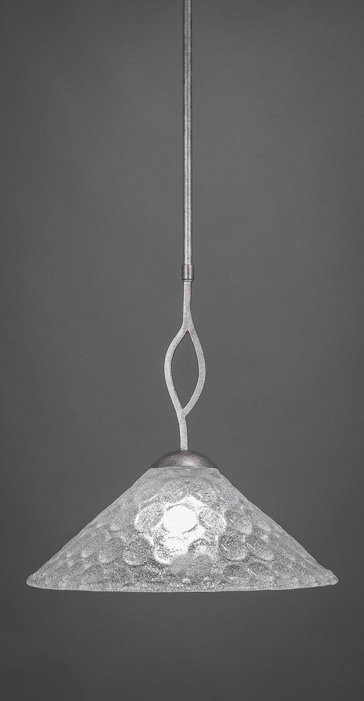 Revo Pendant In Aged Silver, 16" Italian Bubble Glass