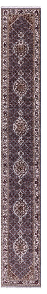 Persian Tabriz Wool and Silk Hand Knotted Runner Rug 2' 7" X 17' 10" Q8948