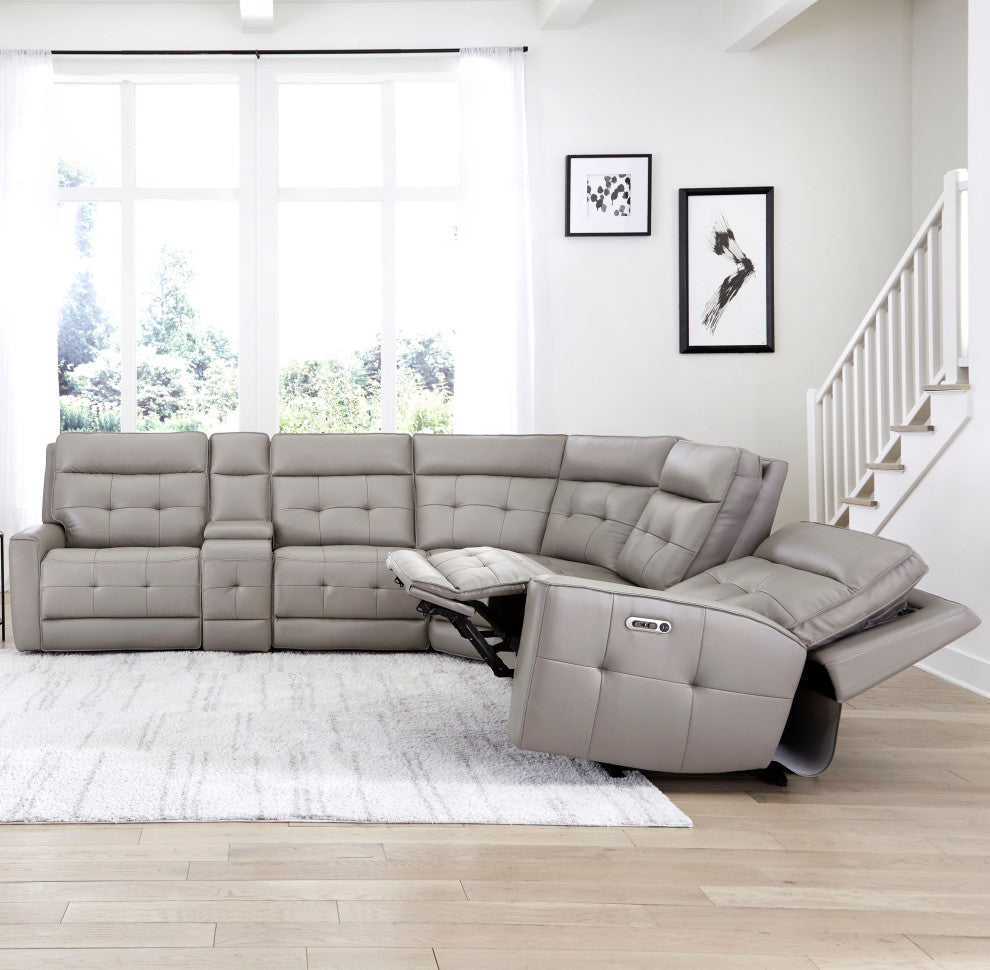 Canterbury Pewter 6 Piece Zero Gravity Modular Power Reclining Sectional, Pewter
