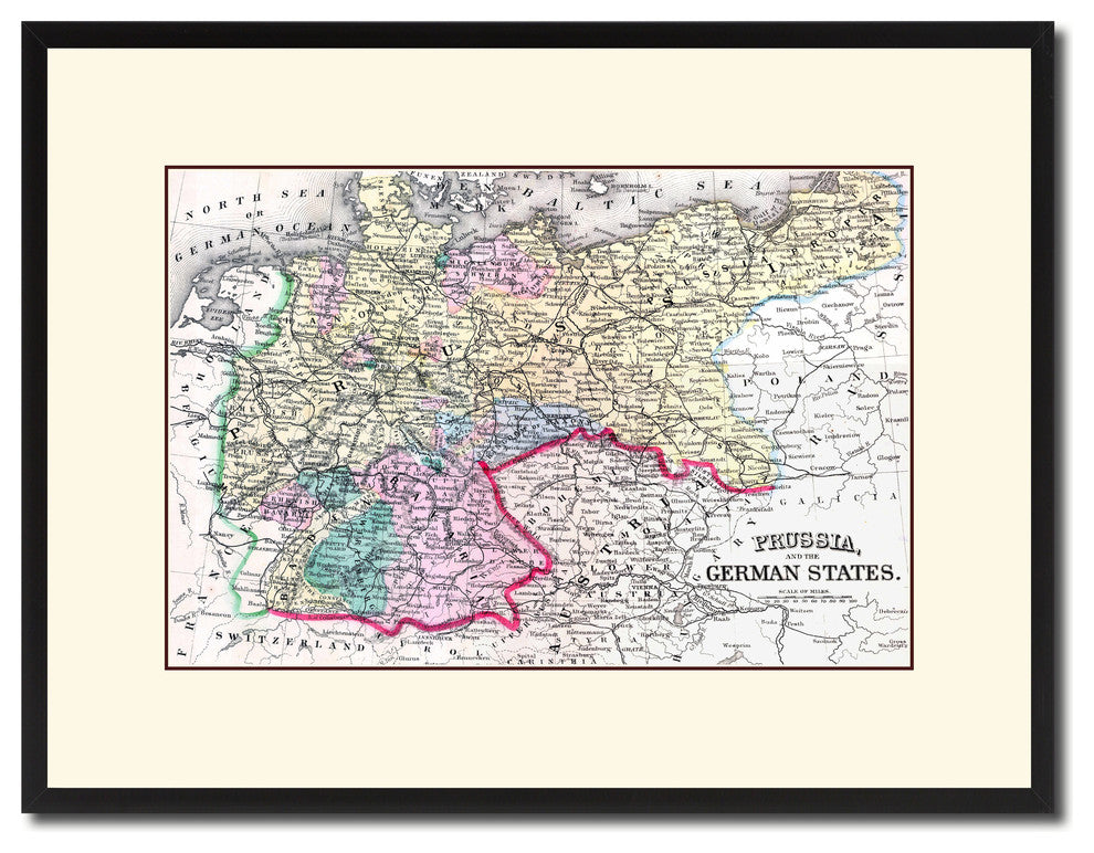 Prussia Germany Vintage Antique Map Wall Art, 16"x21"
