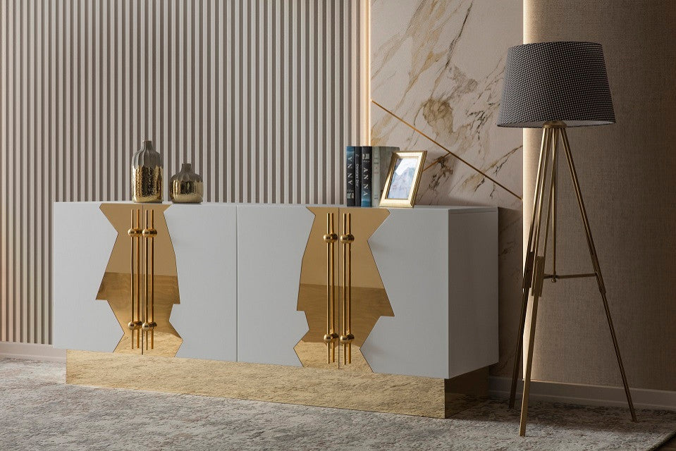 Callista Sideboard, White and Gold