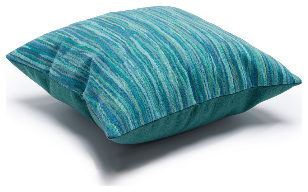 Visions III Broken Stripe Indoor/Outdoor Pillow Aqua 20"x20"