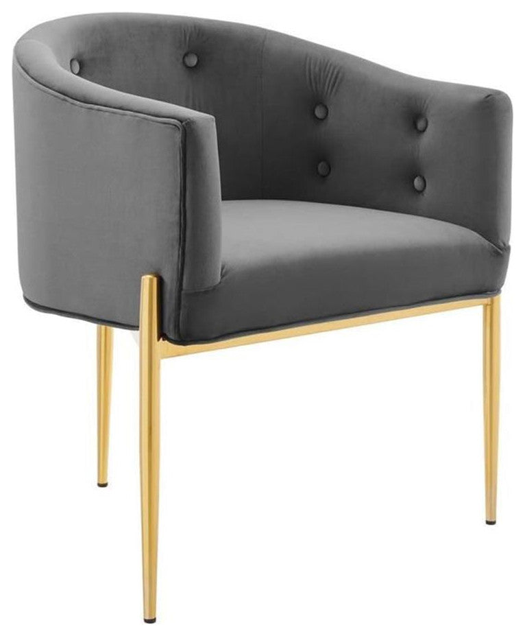 Savour Tufted Performance Velvet Accent Chair-Gray