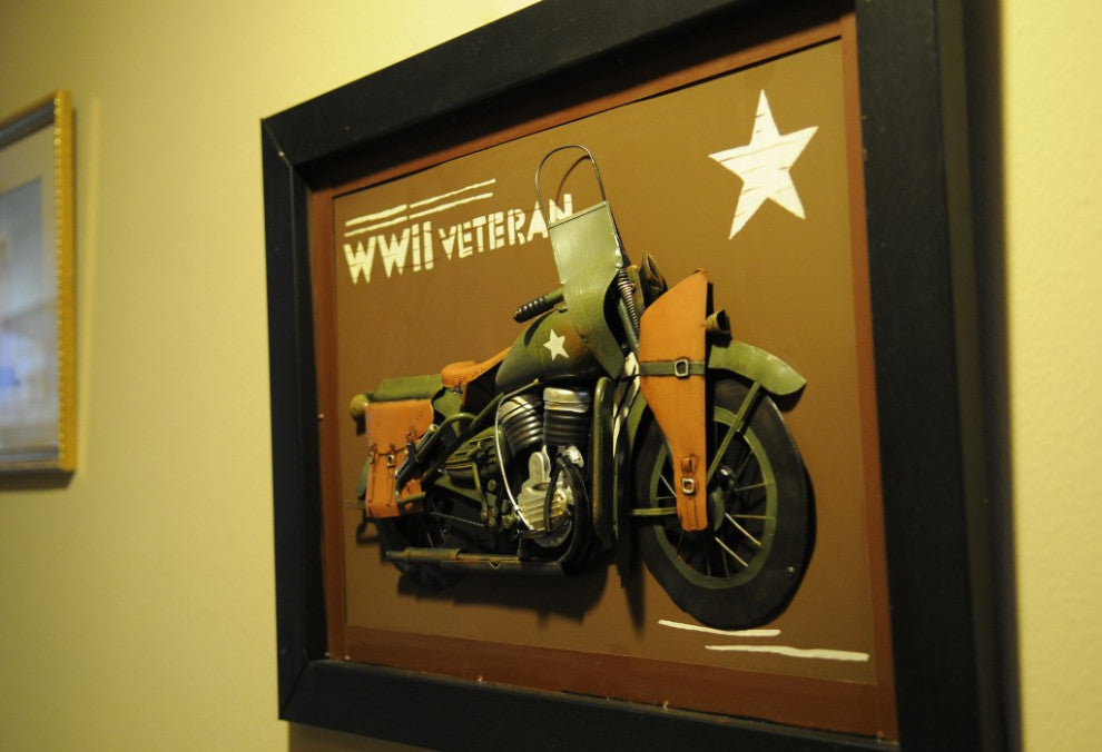 WWII Harley Motorcycle Wall Sculpture
