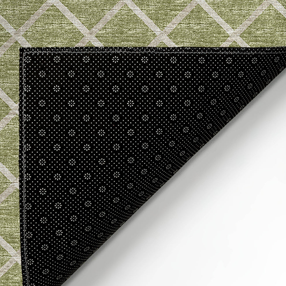 Indoor/Outdoor York YO1 Aloe Machine Washable 2'3" x 10' Rug