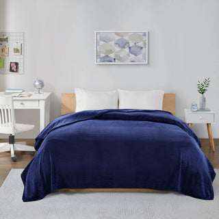 Intelligent Design Solid Microlight Plush Brushed Blanket, King