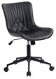 Younike Armless Upholstered Faux Leather Rolling Office Chair, Black