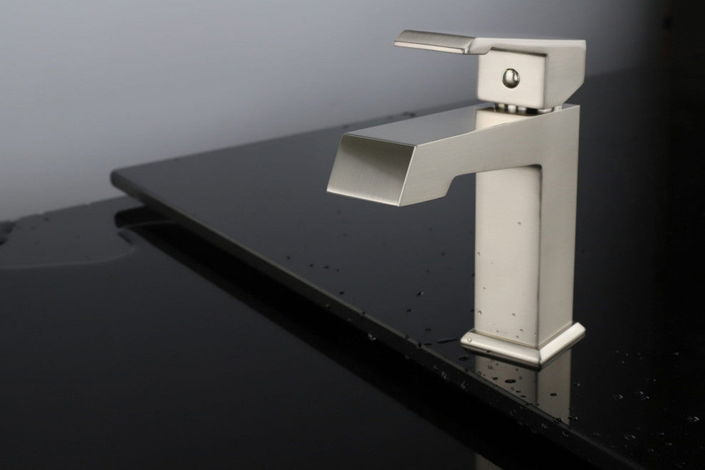 Labaro Brass Single Hole Bathroom Faucet, Brushed Nickel
