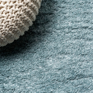 Groovy Solid Shag Rug, Turquoise, 2'x10'