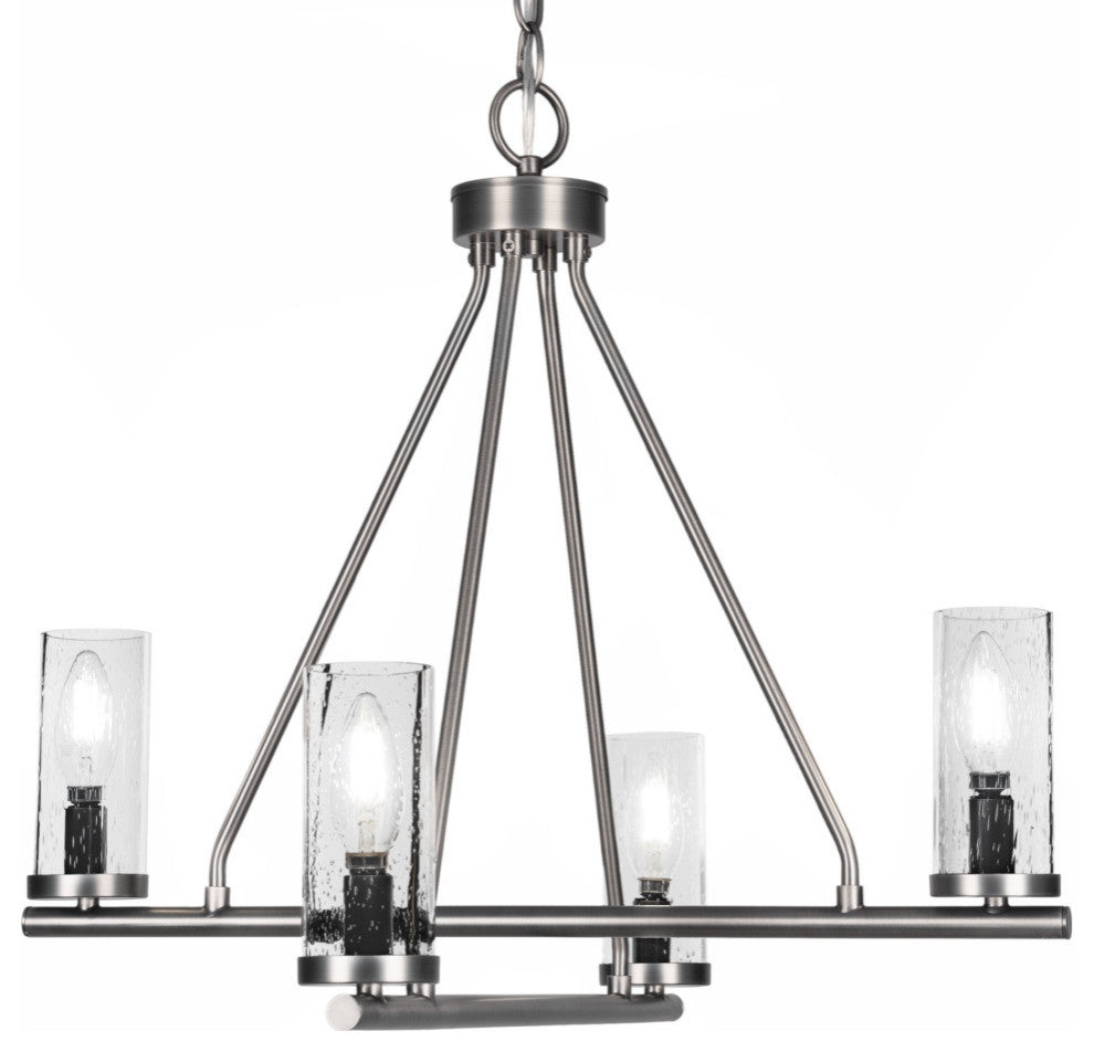 Trinity 4 Light Chandelier Shown, Graphite Finish With 2.5" Clear Bubble Glass