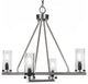 Trinity 4 Light Chandelier Shown, Graphite Finish With 2.5" Clear Bubble Glass