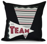 Go Team!, Word Print Pillow, Black , 16" x 16"
