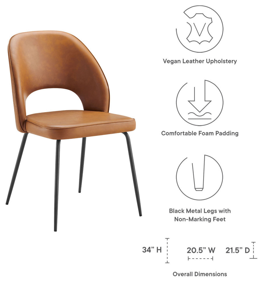 Nico Vegan Leather Dining Chair Set of 2 Black Tan