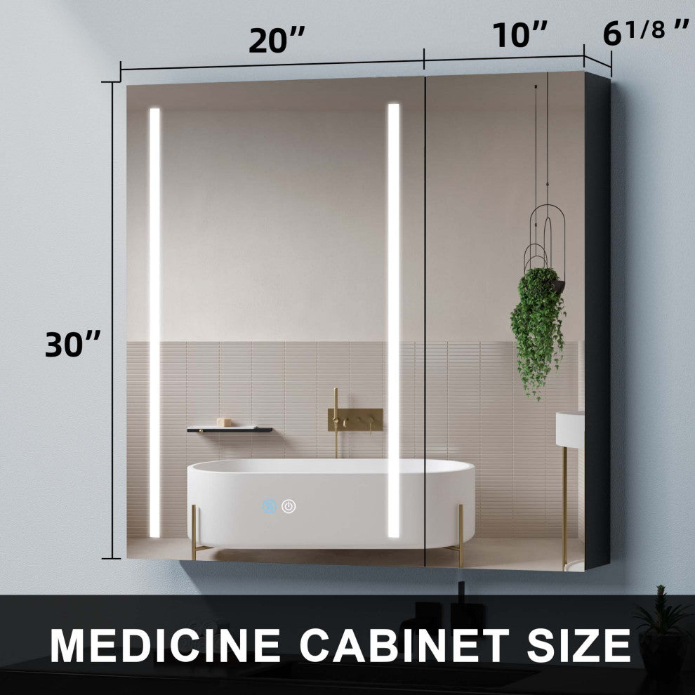 30" Square Black Aluminum Surface Mount Medicine Cabinet with Mirror