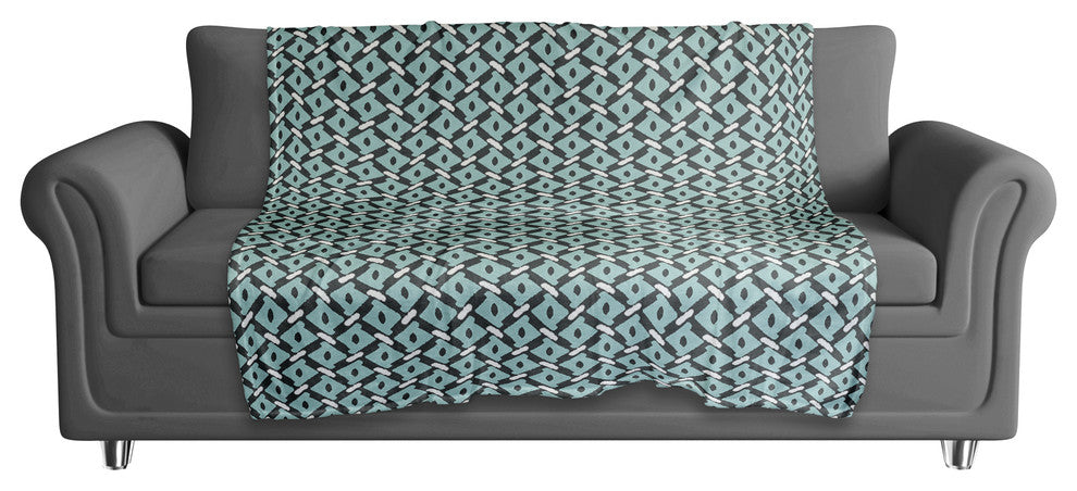 Whimsical Diamond Pattern in Blue Fleece Blanket