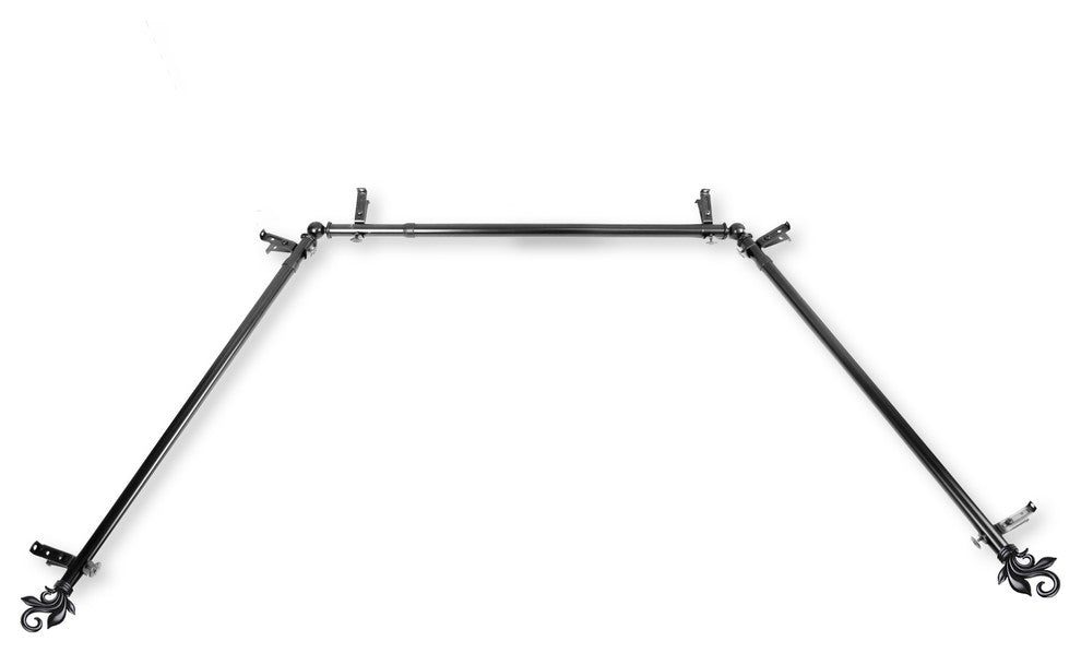 Giles 13/16" Bay Window Curtain Rod, Black