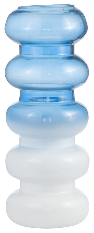 Glass, 17"H Accordion Vase, Blue