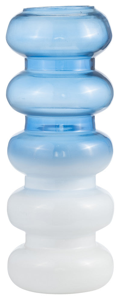 Glass, 17"H Accordion Vase, Blue