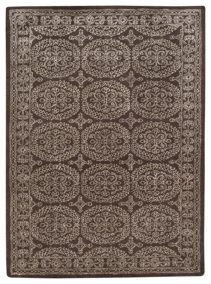 5" X8" X 0.5" Gray Wool Area Rug