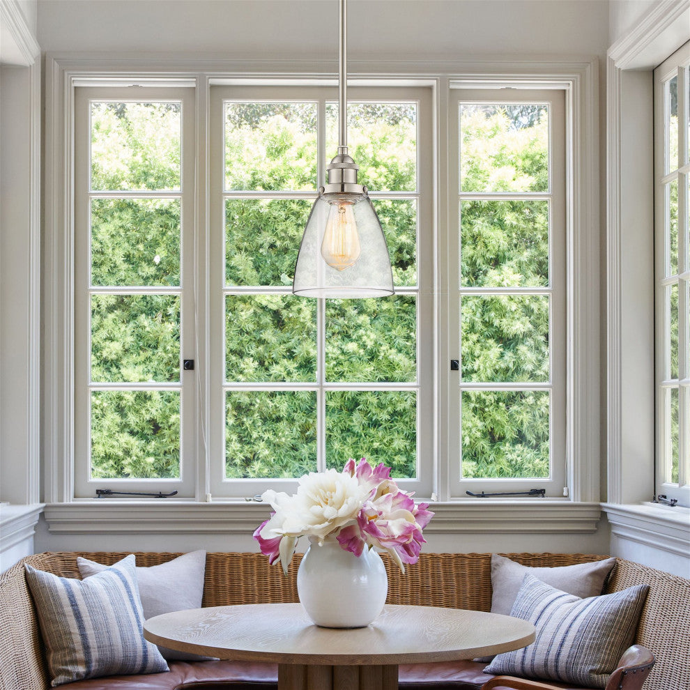 Kira Home Porter 8" Pendant Light, Glass Shade, Dimmable, Adjustable Height