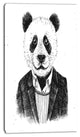 Funny Hipster Panda Black White, Animal Canvas Art Print, 16"x32"