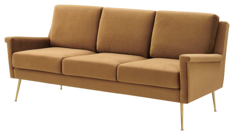 Sofa, Velvet, Gold Brown, Modern, Living Lounge Room Hotel Lobby Hospitality