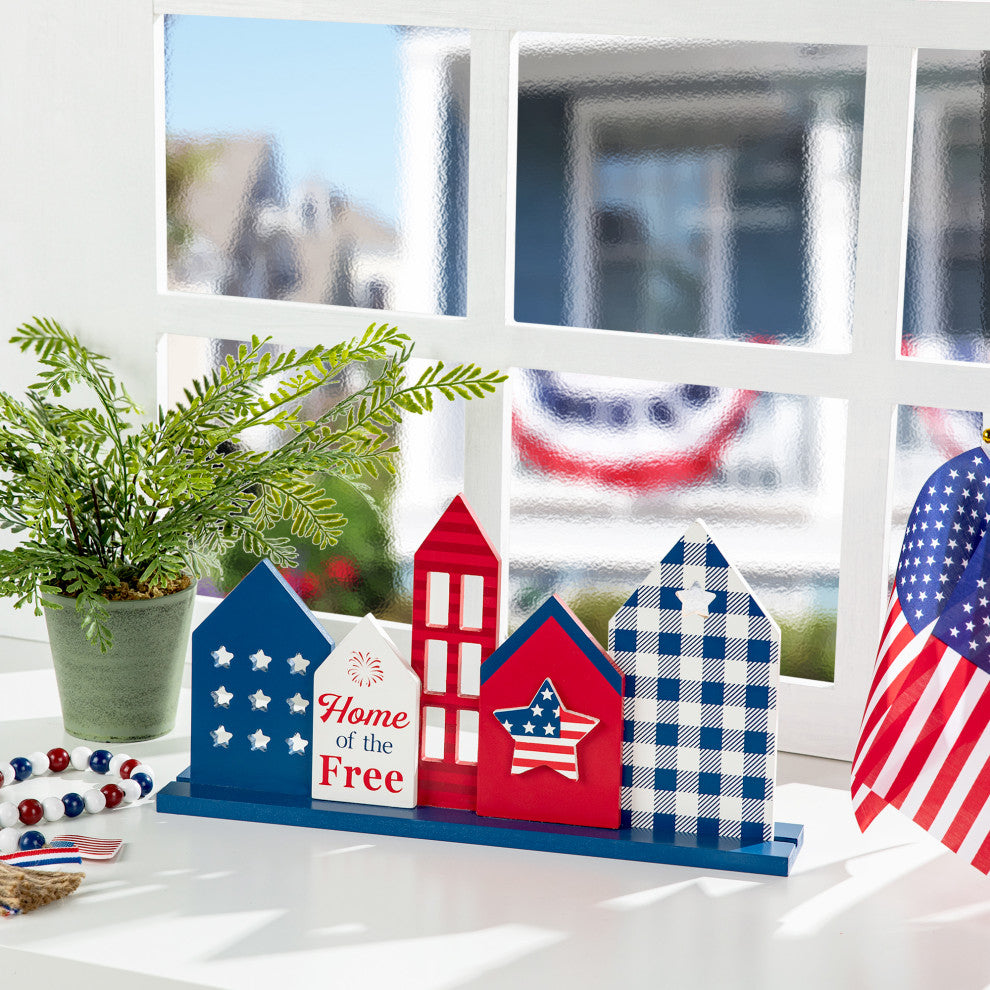 16"L Wooden Patriotic House Table Decor