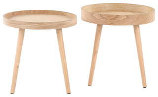 Pebble Side Table Set, Natural Wood