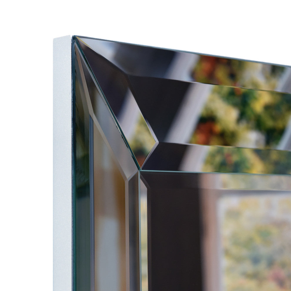 Rectangular Beveled Diamond Silver Framed Wall Mirror