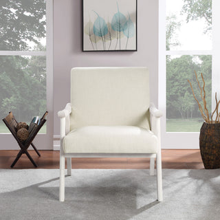 Weldon Armchair, Linen Fabric With Antique White Finished Frame