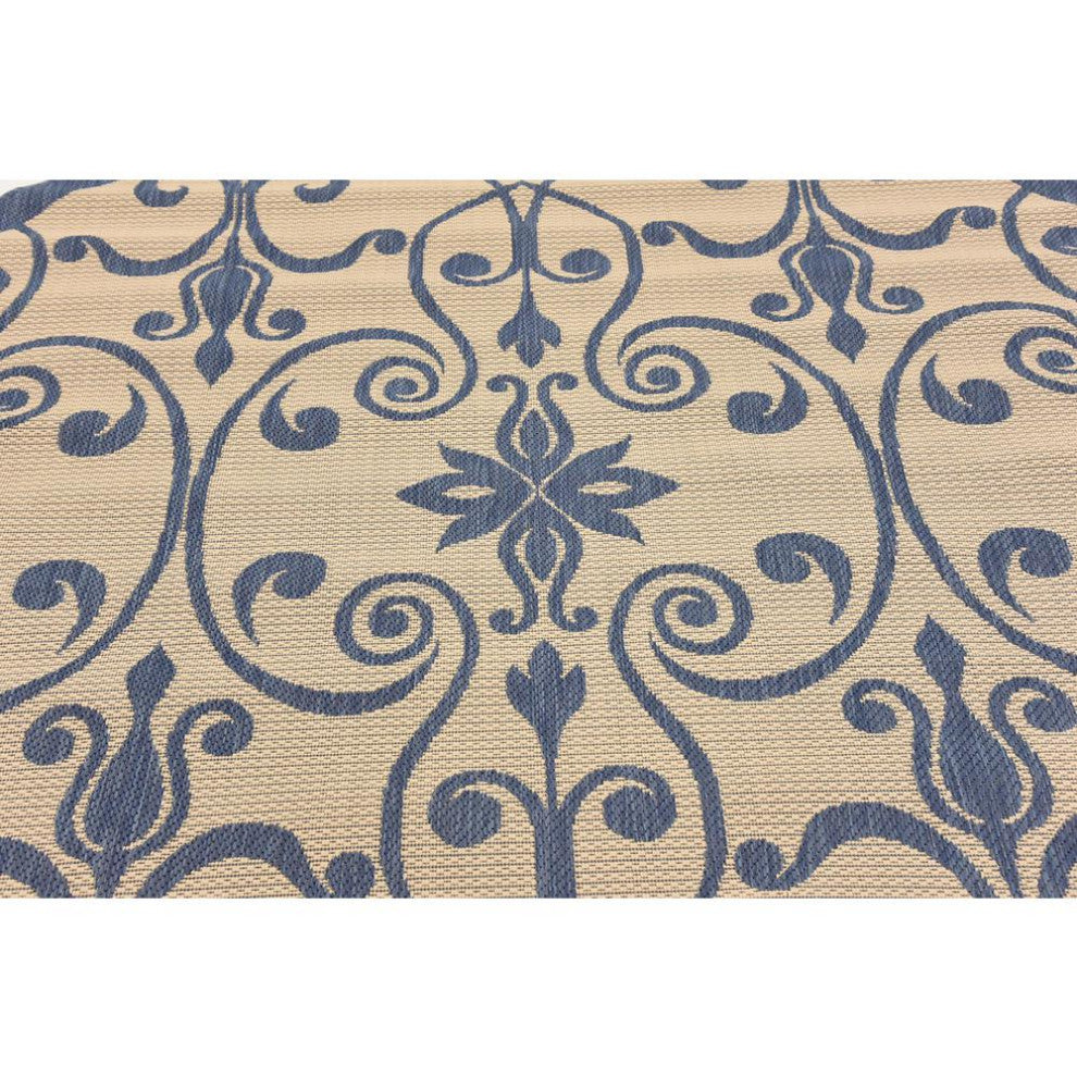 Rug Unique Loom Outdoor Botanical Blue Round 6' 0 x 6' 0