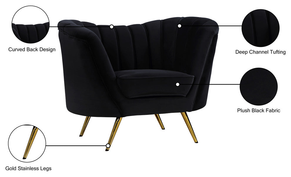 Margo Velvet Upholstered Set, Black, Chair