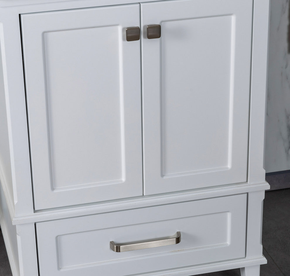 Nera Collection 24" Bathroom Vanity With Sink, Mirror, Countertop, White