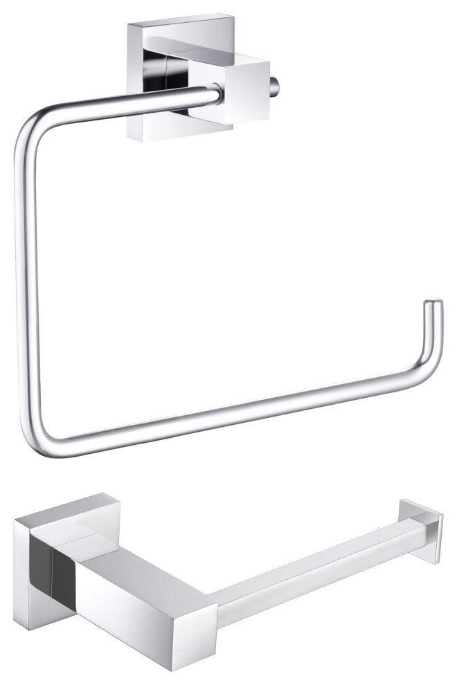 Cube 2-Piece Bathroom Hardware Set, Chrome