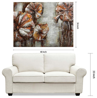 "Water Lilly Pads" Mixed Media Iron Hand Painted Dimensional Wall Art