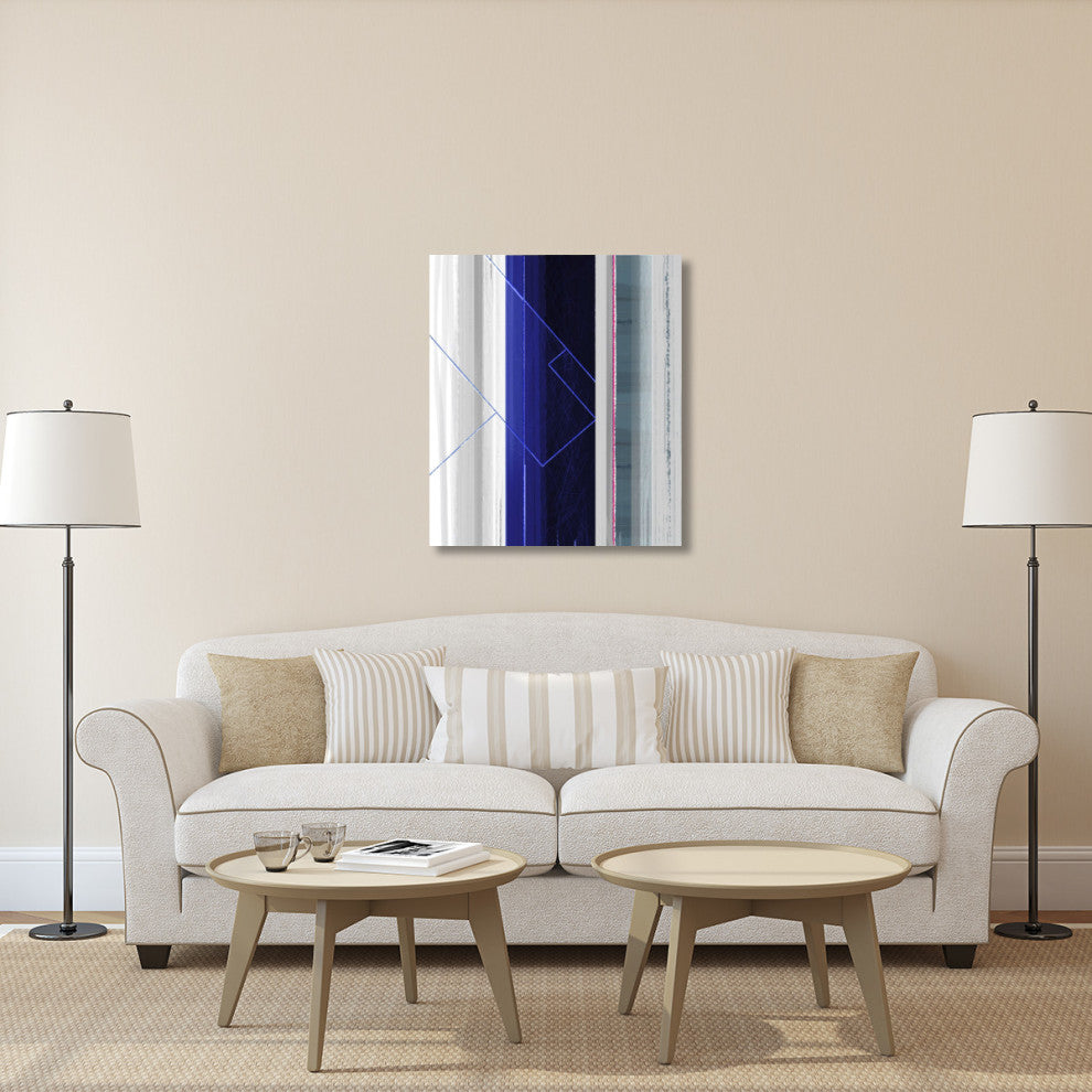 "Abstract White And Dark Blue" Fine Art Print
