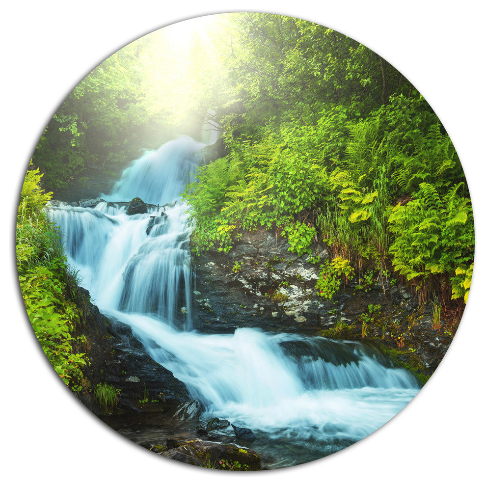 Wonderful Creek In Green Forest, Landscape Round Wall Art, 23"