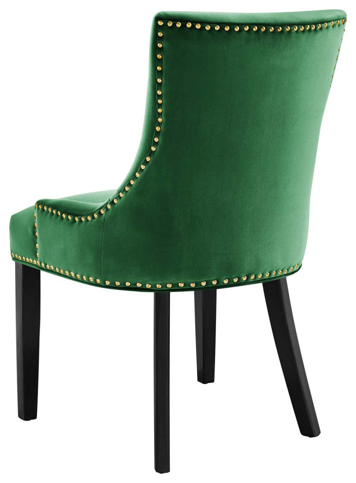 Dining Chair, Nailhead, Set of 2, Green, Velvet, Modern, Bistro Hospitality