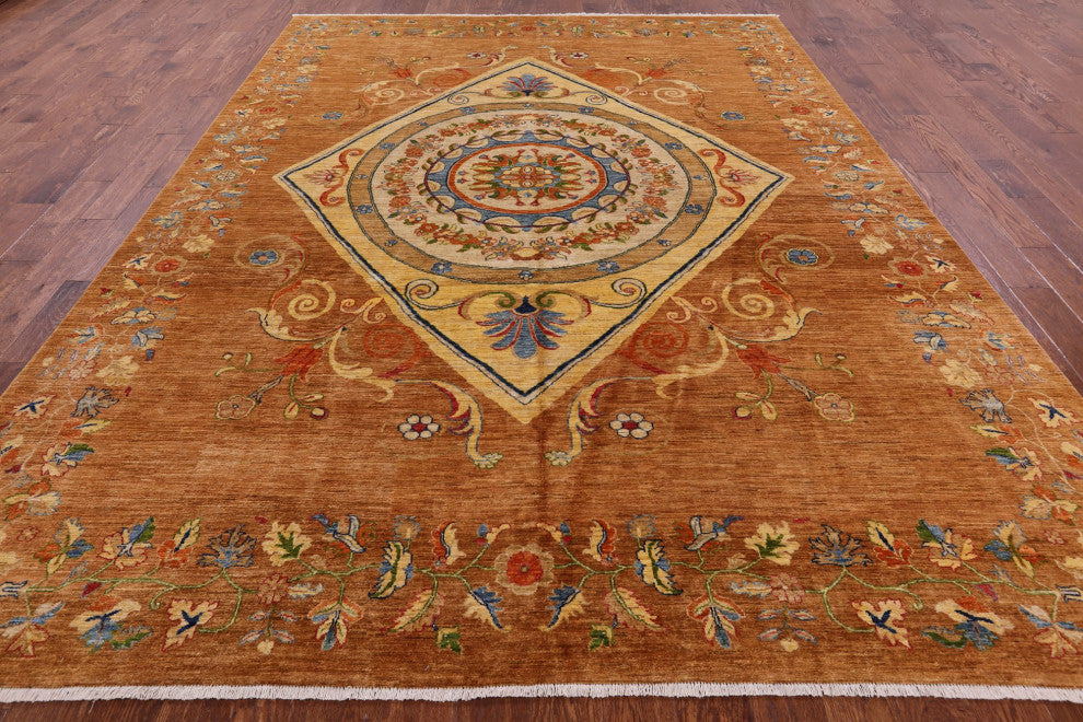8' 10" X 11' 10" Contemporary Hand Knotted Wool Rug Q4764