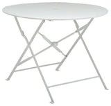 Bistro 36 Round Folding Outdoor Table - Umbrella Hole - White