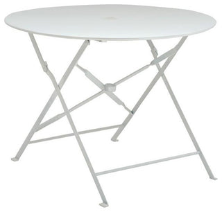 Bistro 36 Round Folding Outdoor Table - Umbrella Hole - White