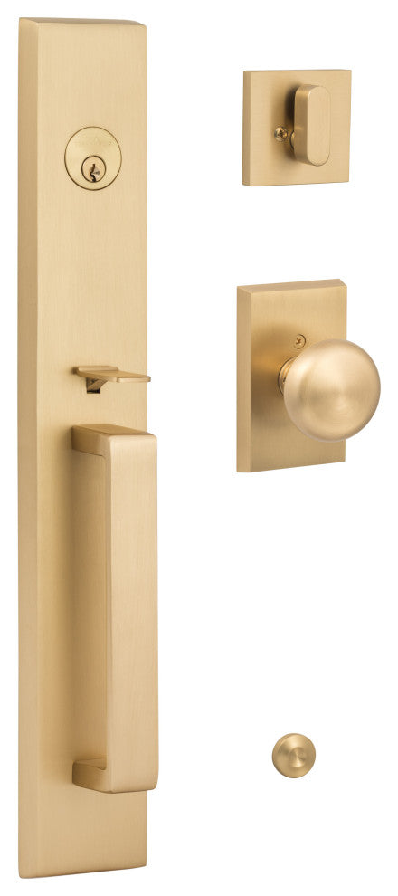 Ridgecrest Vail Handle Set With Oakley Knob Interior Trim, Satin Brass