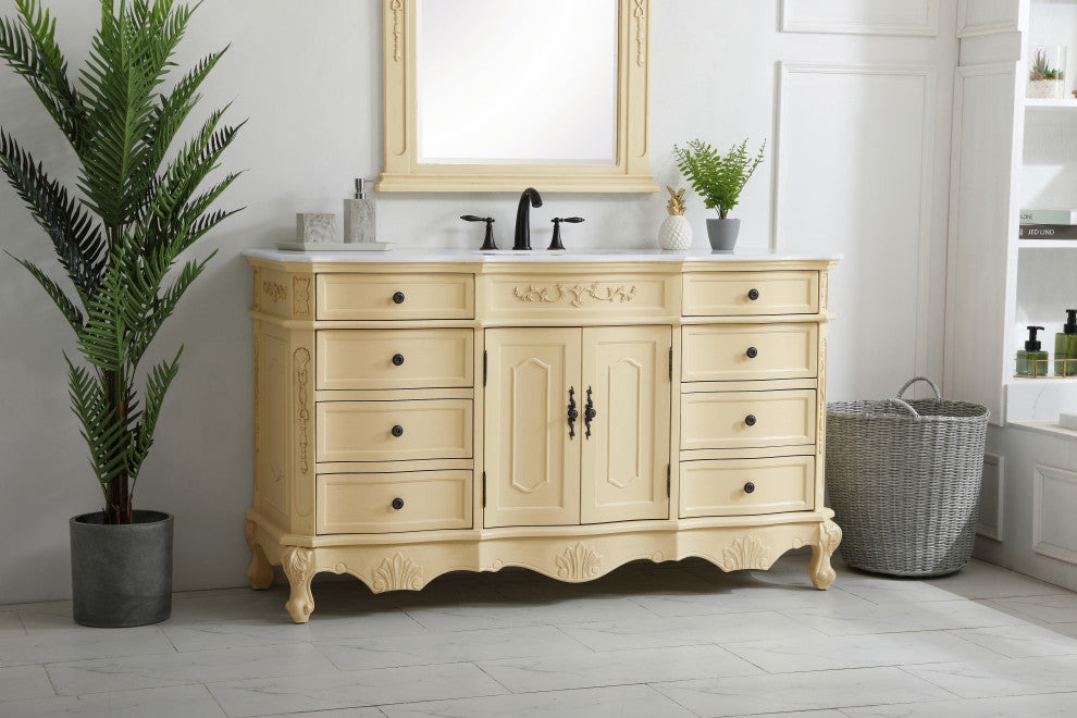 Bathroom Vanity, Light Antique Beige, 60", Single Sink