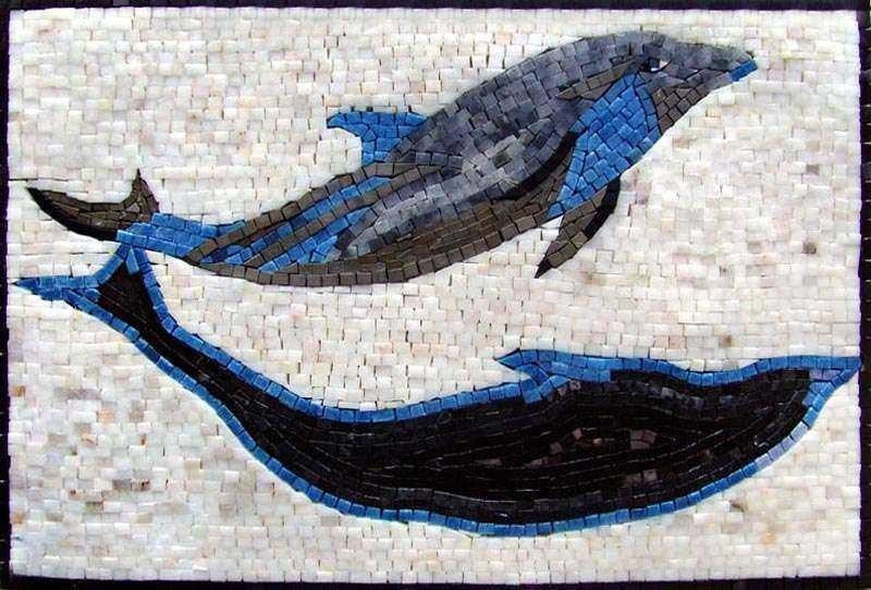 Dolphin Mosaic Mural, 24"x30"