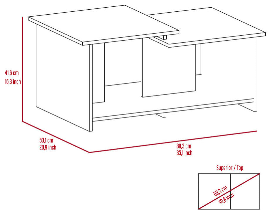 Houston 2 Piece Living Room Set, Coffee Table and Coffee Table, Black/Espresso