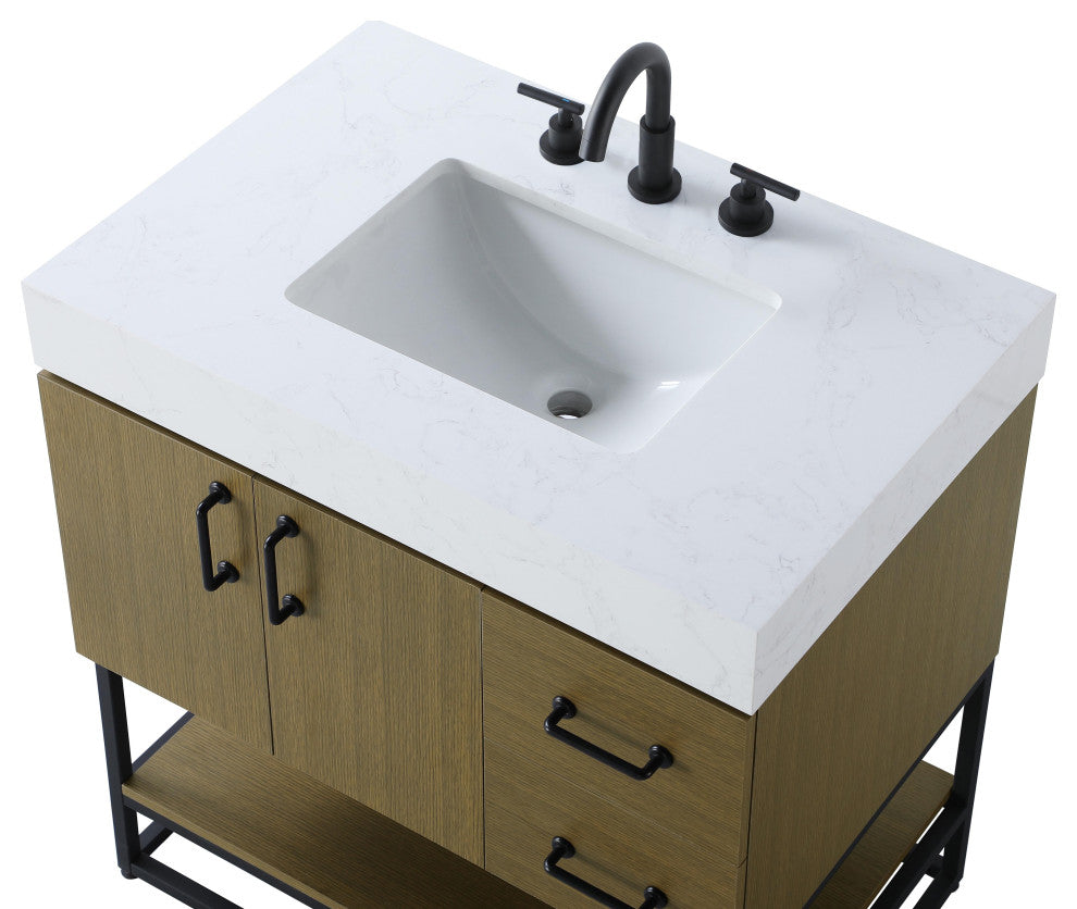 Home Living 32" Single Bathroom Vanity, Chestnut Brown
