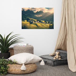 Sun Rays and Santa Maddalena Landscape Photo Loose Wall Art Prints, 24" X 36"