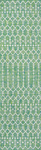 Ourika Moroccan Geometric Indoor/Outdoor Rug, Ivory/Green, 2x8
