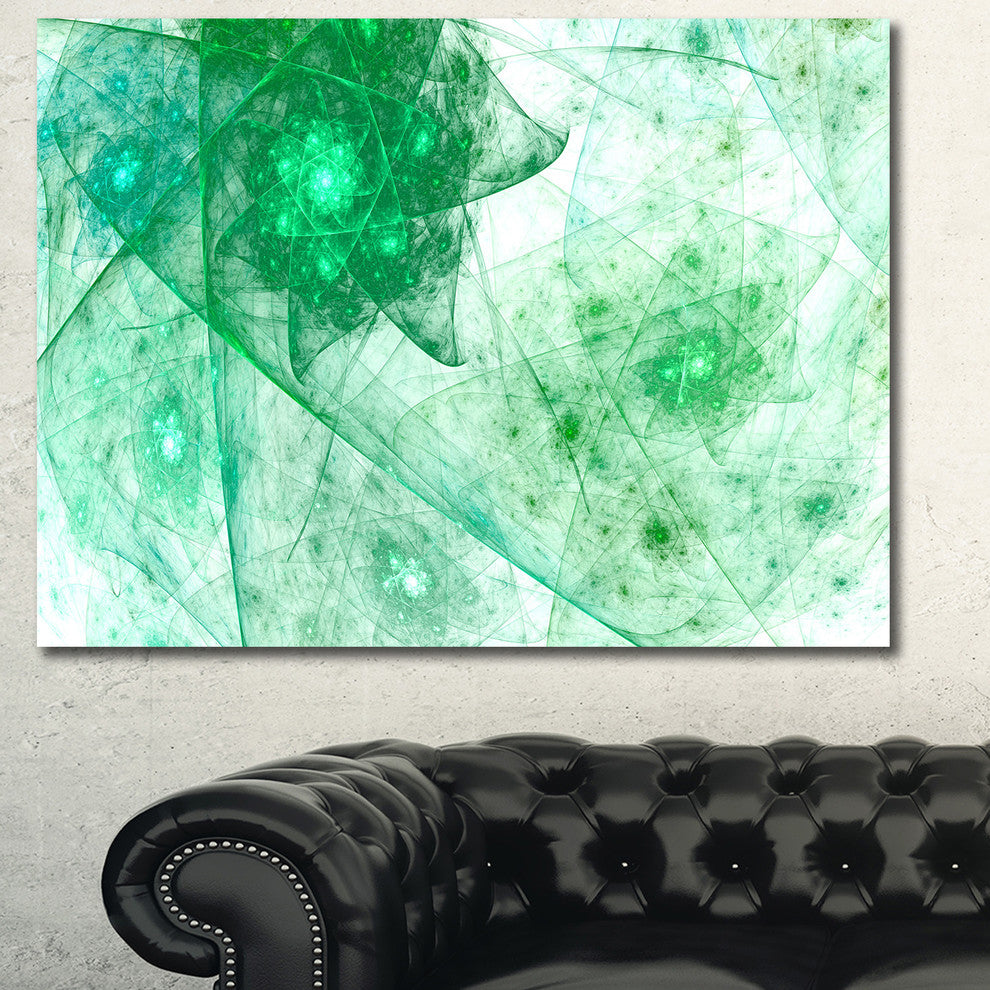 Clear Green Rotating Polyhedron, Oversized Abstract Canvas Wall Art, 60x40