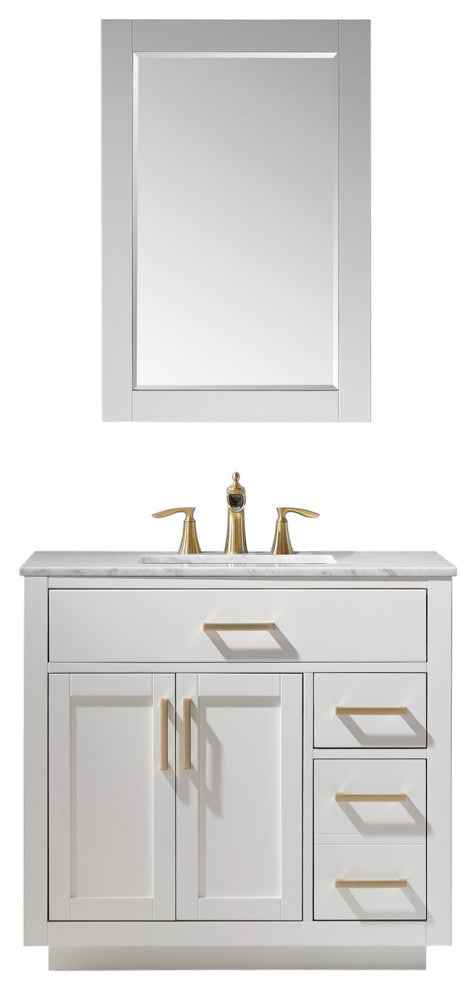 Ivy White Bathroom Vanity Set, 36", With Mirror